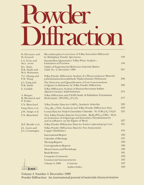 Powder Diffraction Journal Volume 4 Icdd